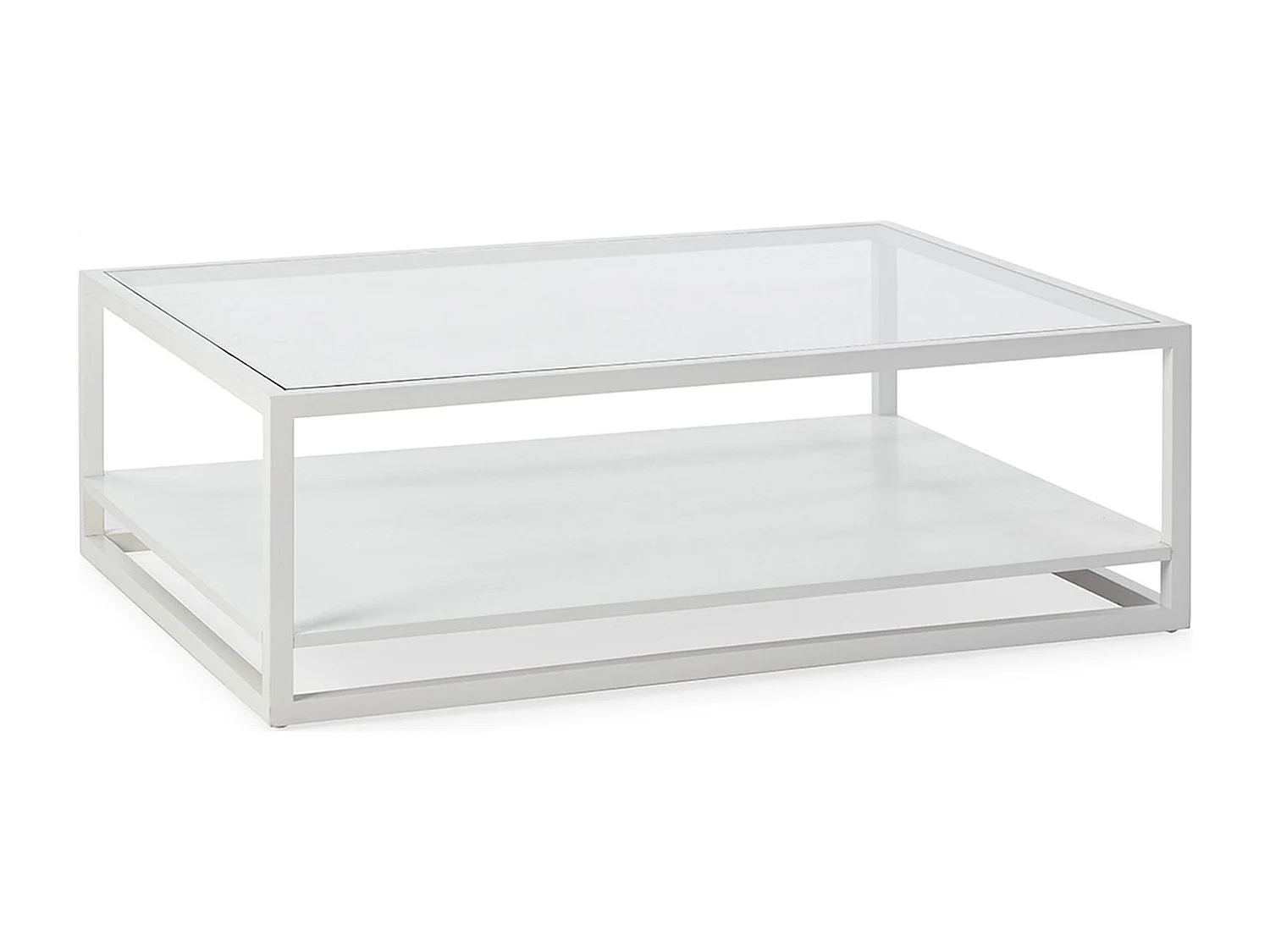 Table basse verre et bois de cèdre blanc design contemporain