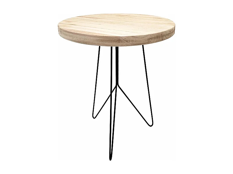 Table ronde bois naturel pieds métal noir élégance moderne