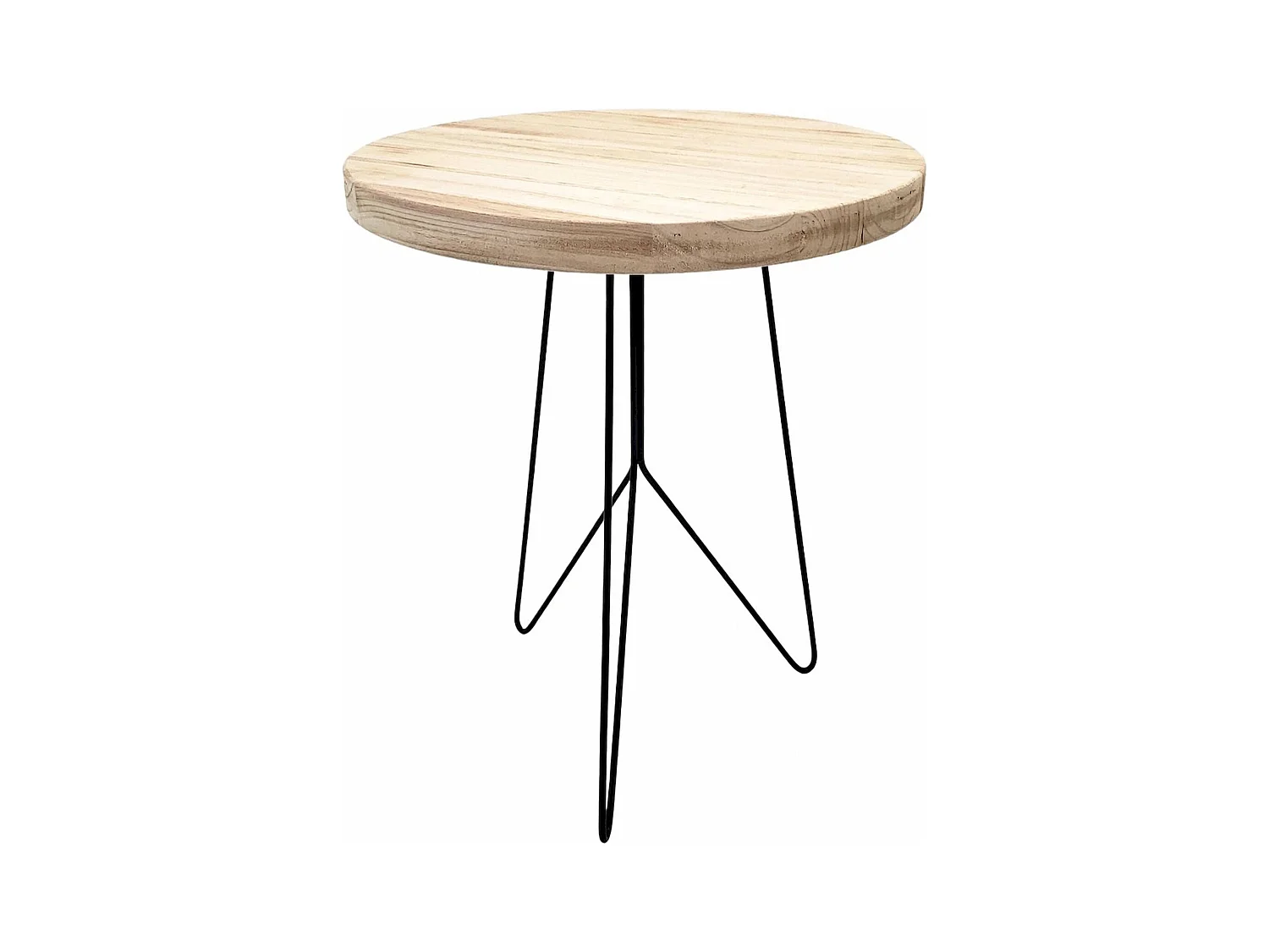 Table ronde bois naturel pieds métal noir élégance moderne
