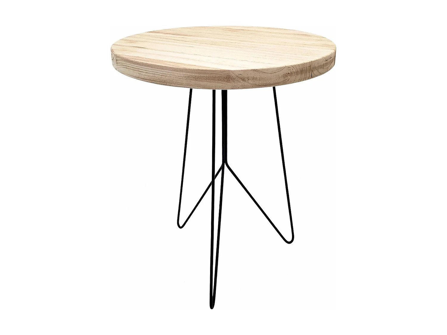 Table ronde bois naturel pieds métal noir élégance moderne
