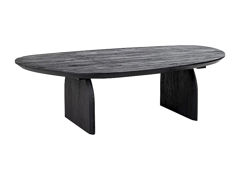Table basse élégante en bois de manguier noir style contemporain
