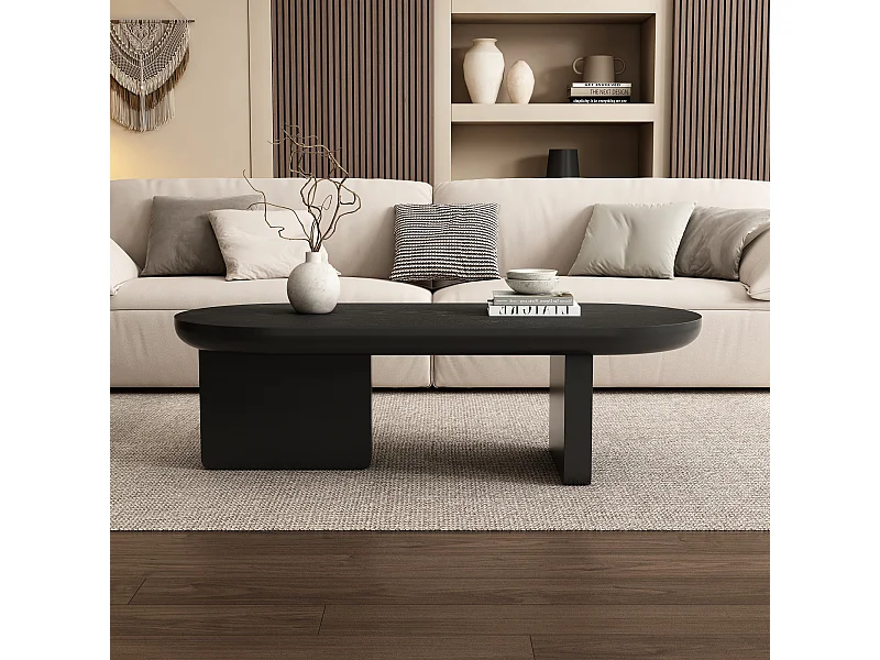 Moderner Couchtisch - 119,7 x 49,8 x 35,5 cm - Wohnzimmertisch lackiert - MDF - Schwarz