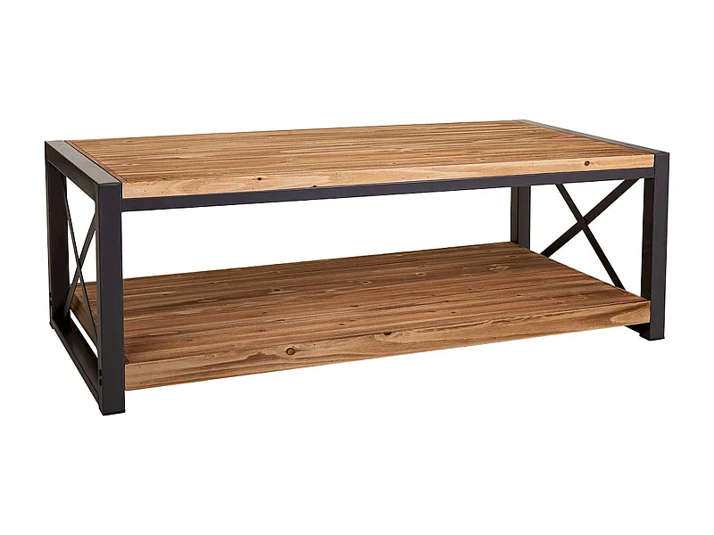 Table basse rectangulaire bois et métal style industriel chic