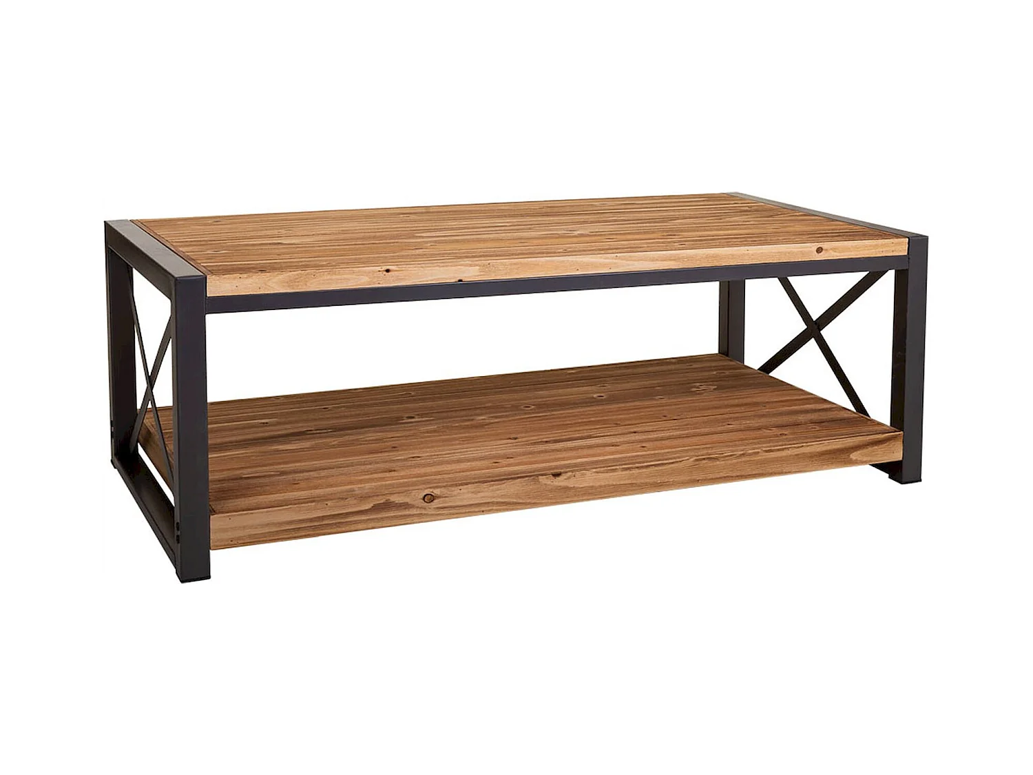 Table basse rectangulaire bois et métal style industriel chic