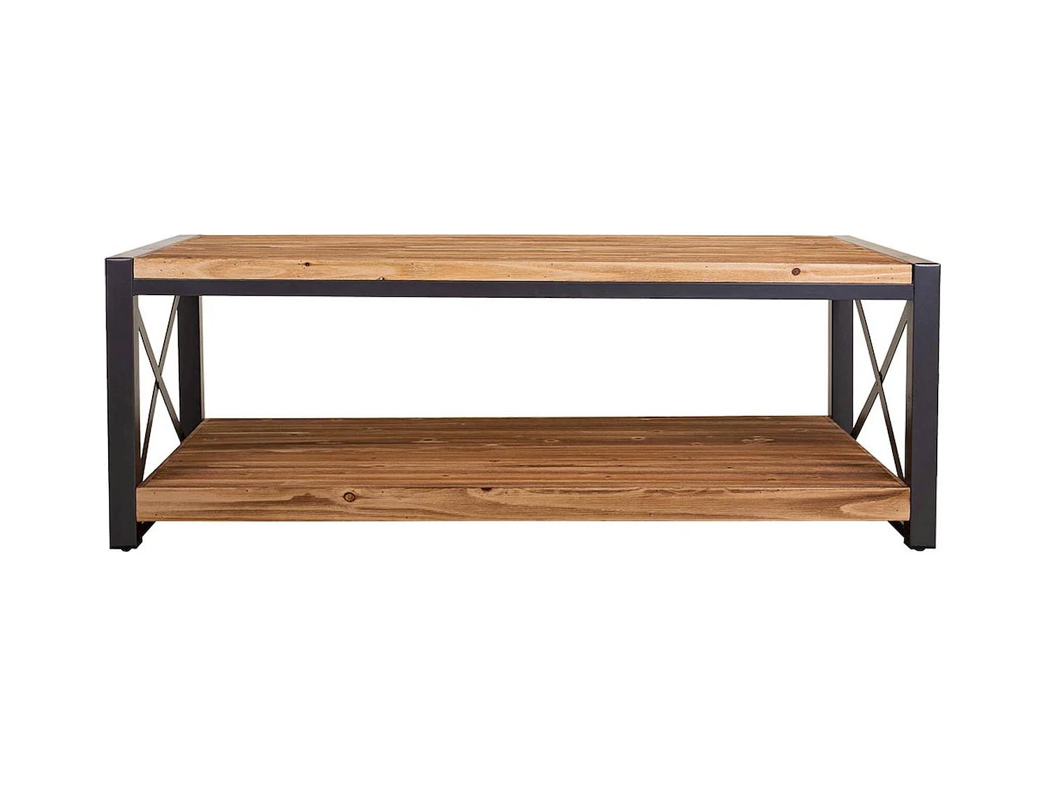 Table basse rectangulaire bois et métal style industriel chic