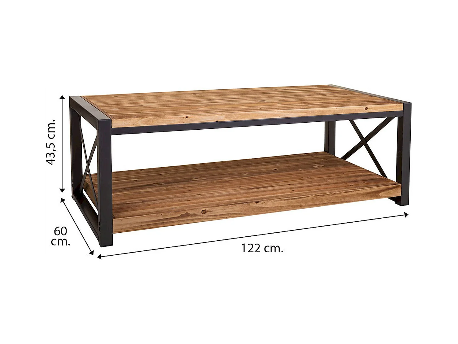 Table basse rectangulaire bois et métal style industriel chic