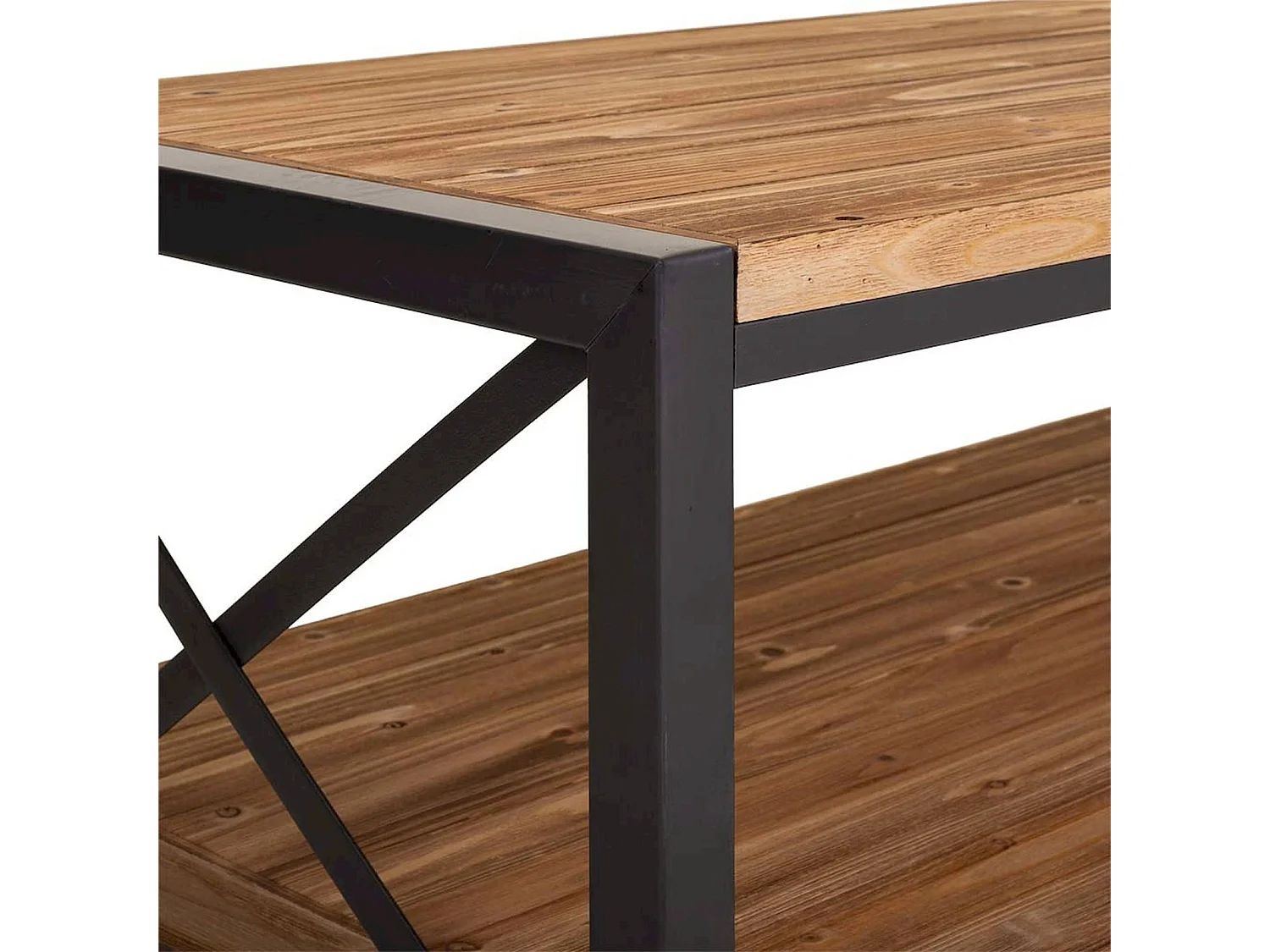 Table basse rectangulaire bois et métal style industriel chic