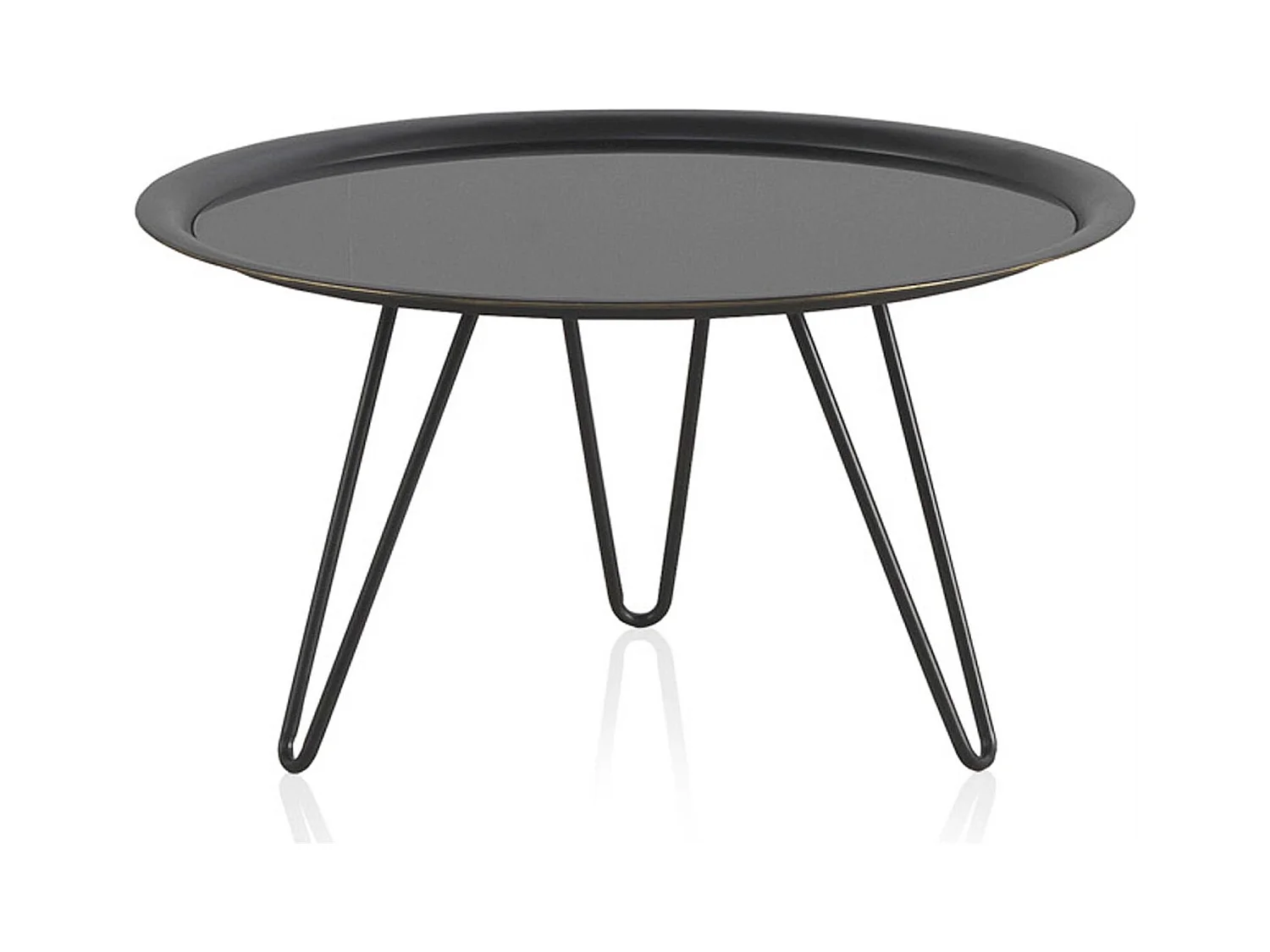 Table basse ronde métal noir style moderne intérieur