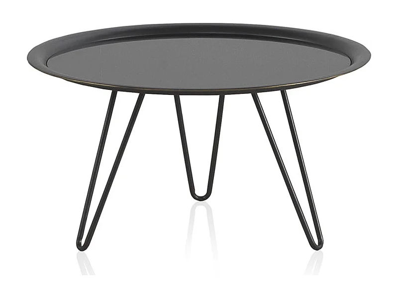 Table basse ronde métal noir style moderne intérieur