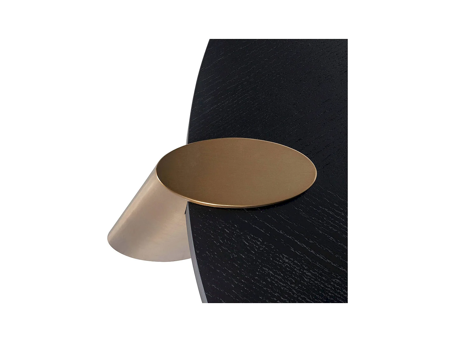 Table basse design ronde effet chêne et acier noir charbon