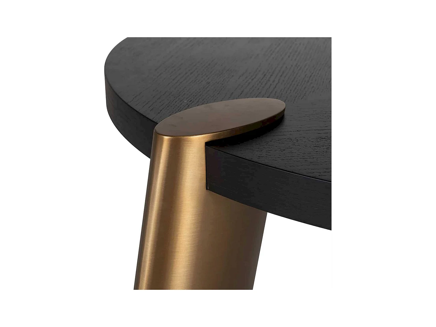 Table basse design ronde effet chêne et acier noir charbon