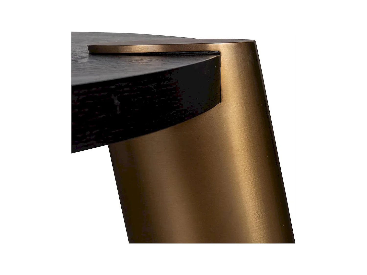 Table basse design ronde effet chêne et acier noir charbon