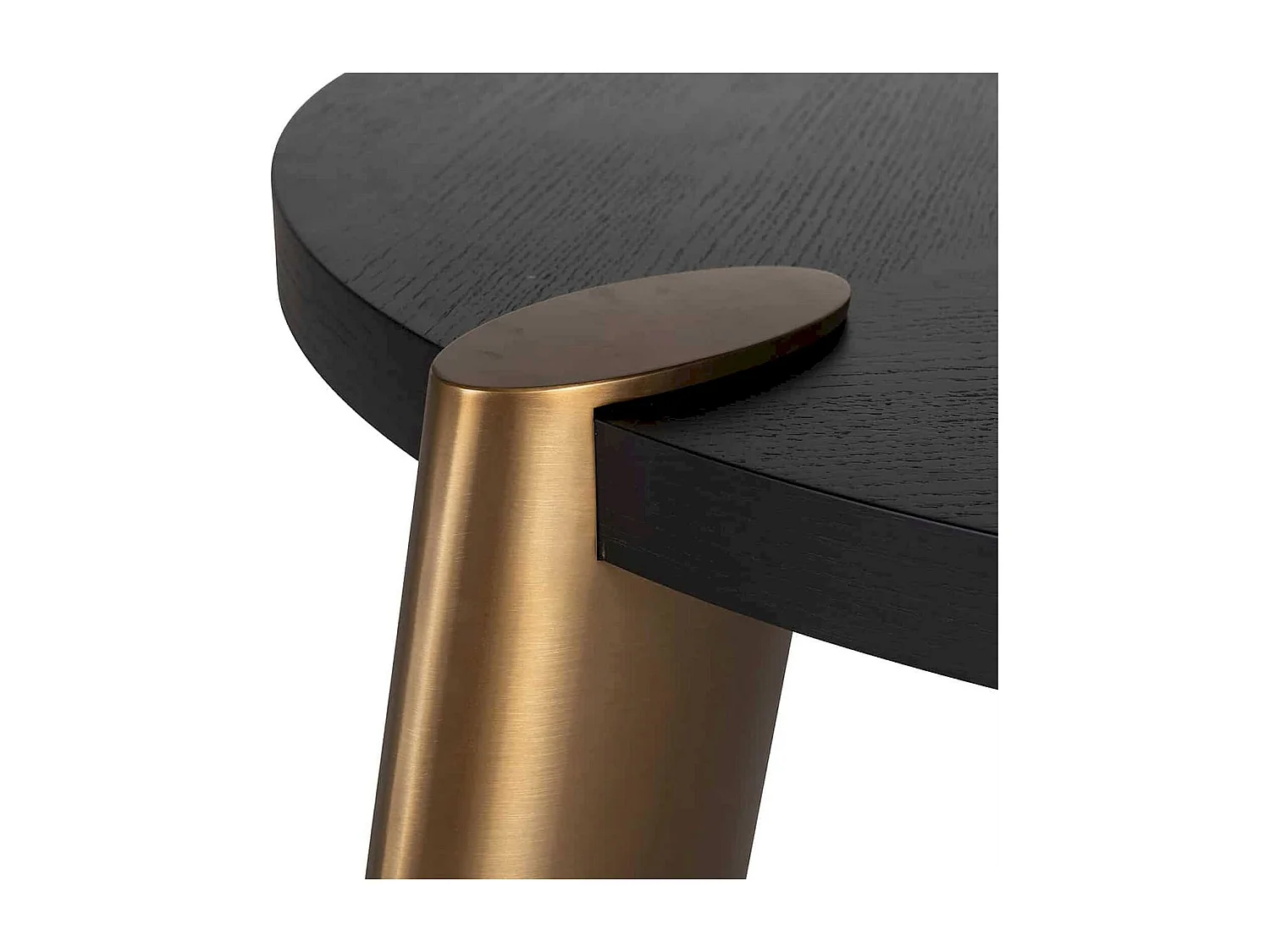 Table basse design ronde effet chêne et acier noir charbon