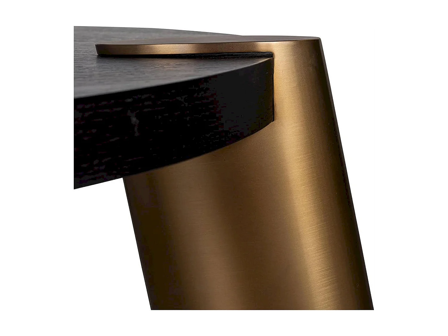 Table basse design ronde effet chêne et acier noir charbon