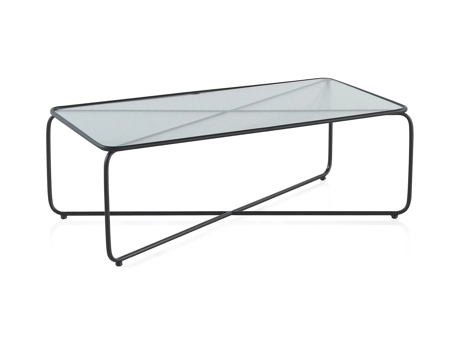 Table basse métal noir et verre design contemporain