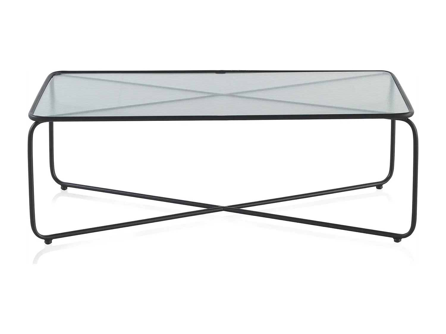 Table basse métal noir et verre design contemporain