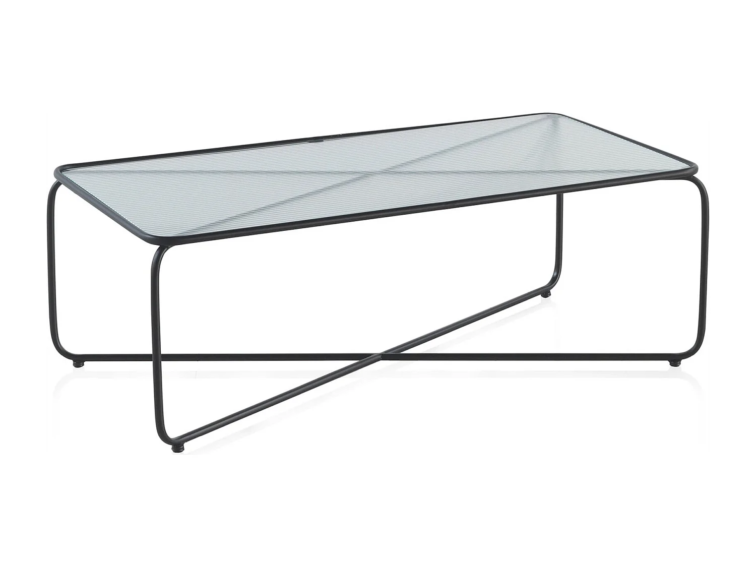 Table basse métal noir et verre design contemporain