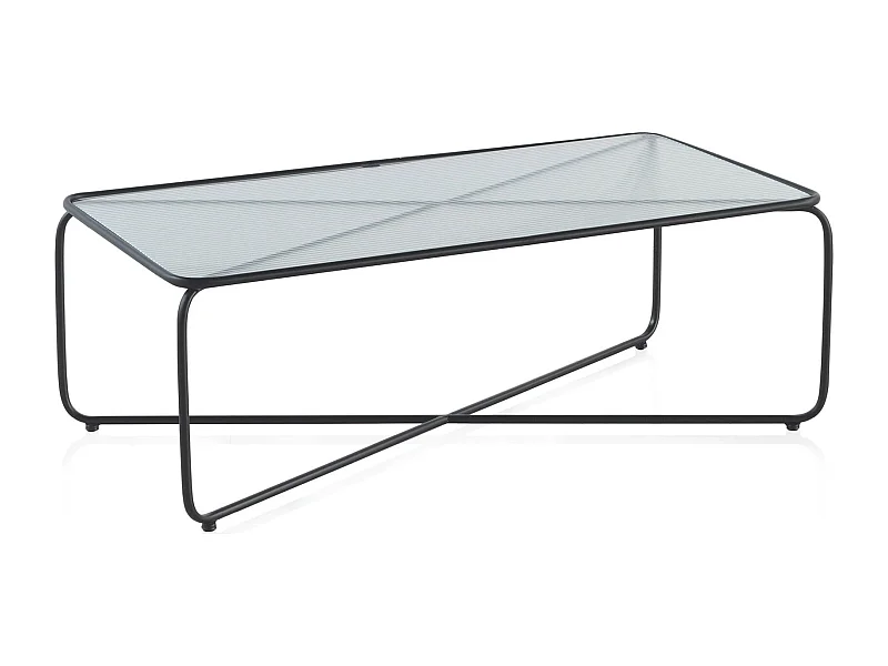 Table basse métal noir et verre design contemporain