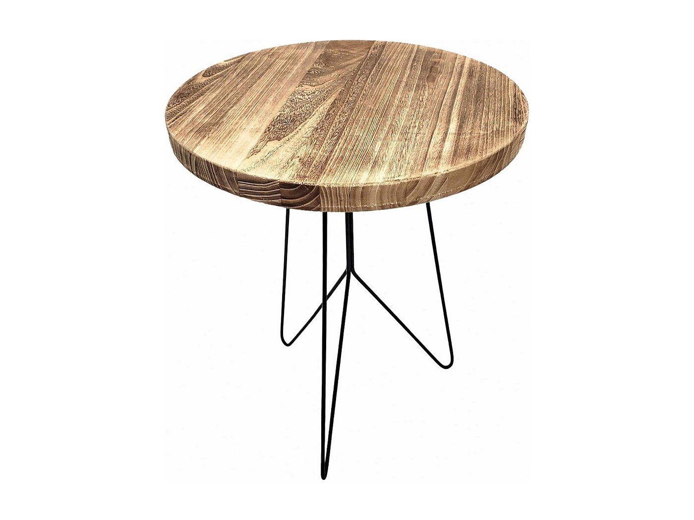 Table ronde bois naturel pieds noirs style contemporain