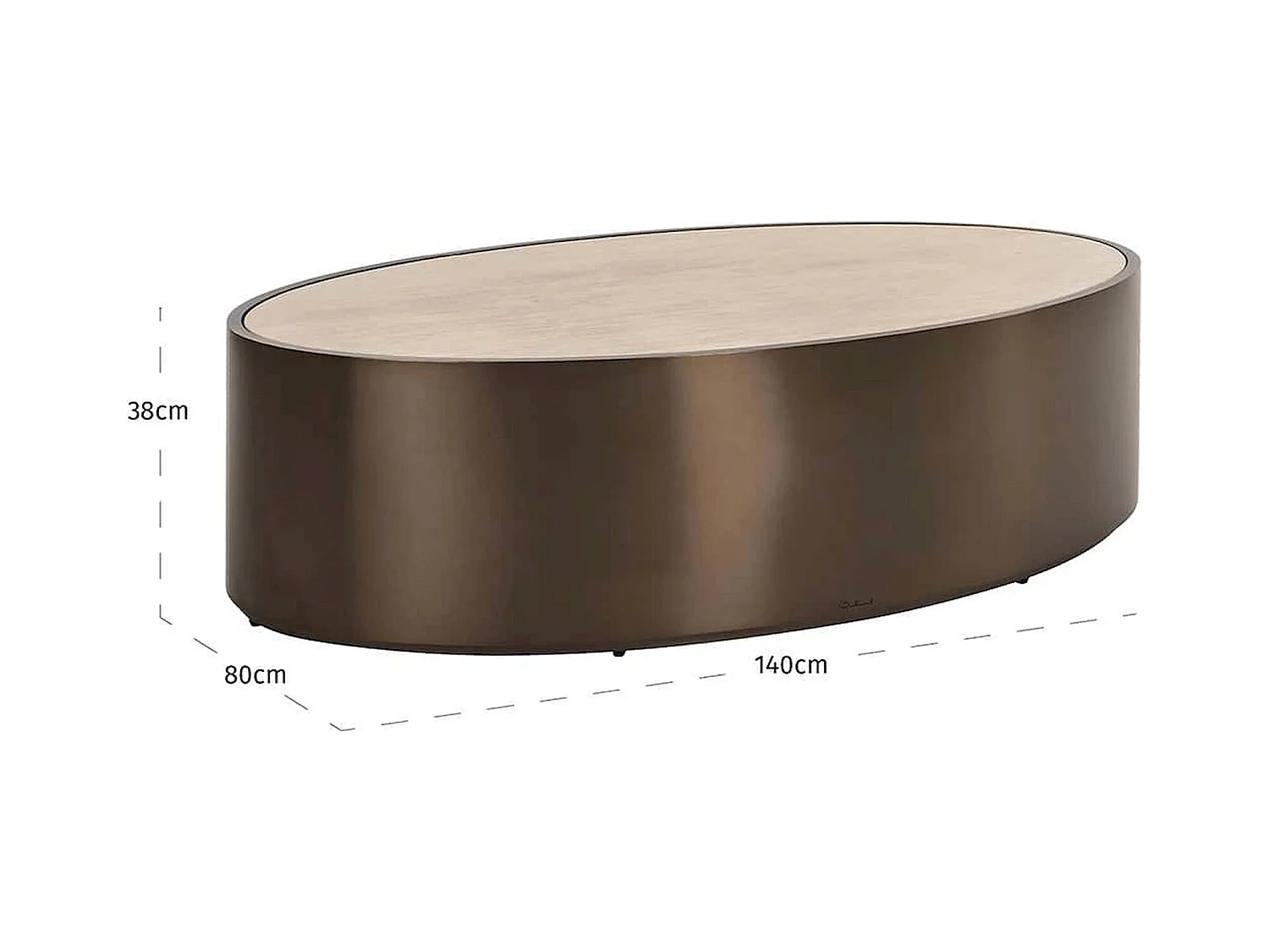 table basse ovale bronze effet marbre ambiance contemporaine