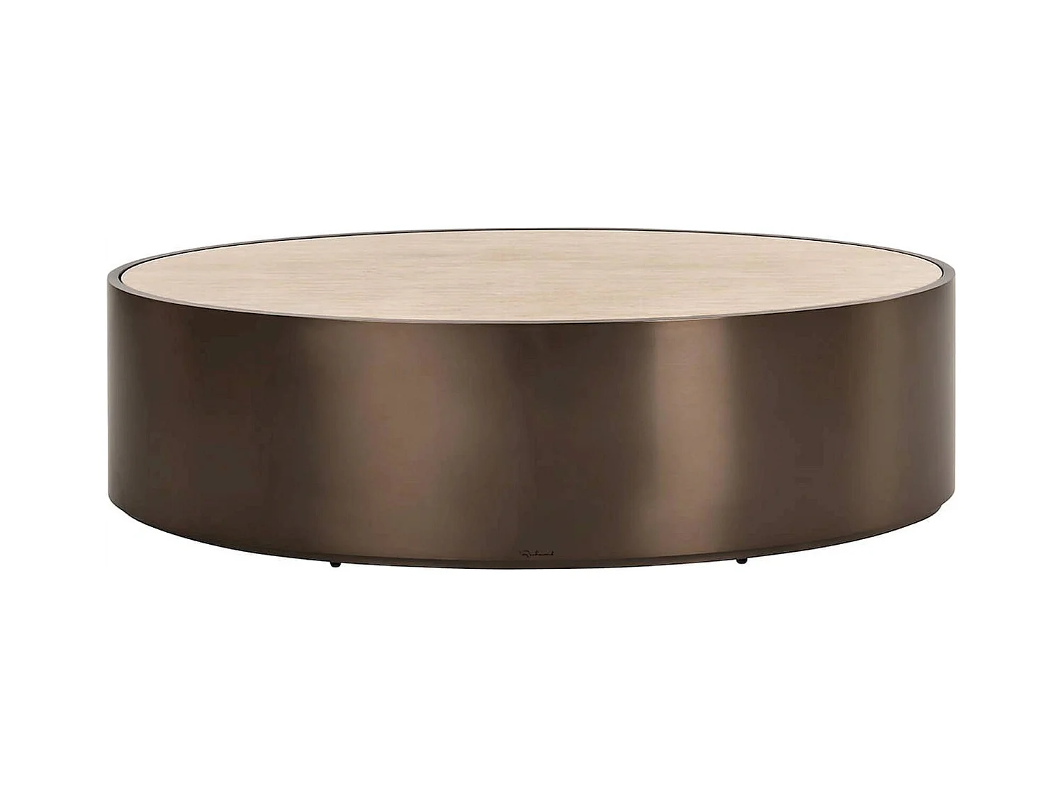 table basse ovale bronze effet marbre ambiance contemporaine
