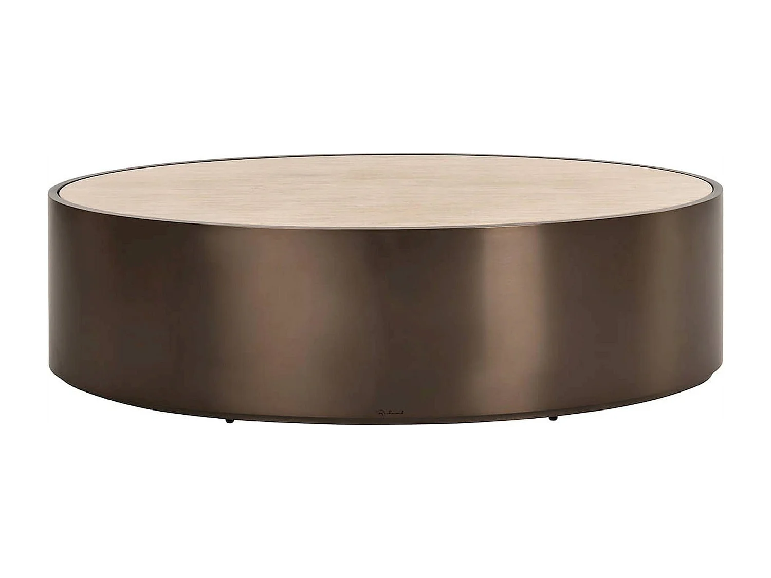 table basse ovale bronze effet marbre ambiance contemporaine