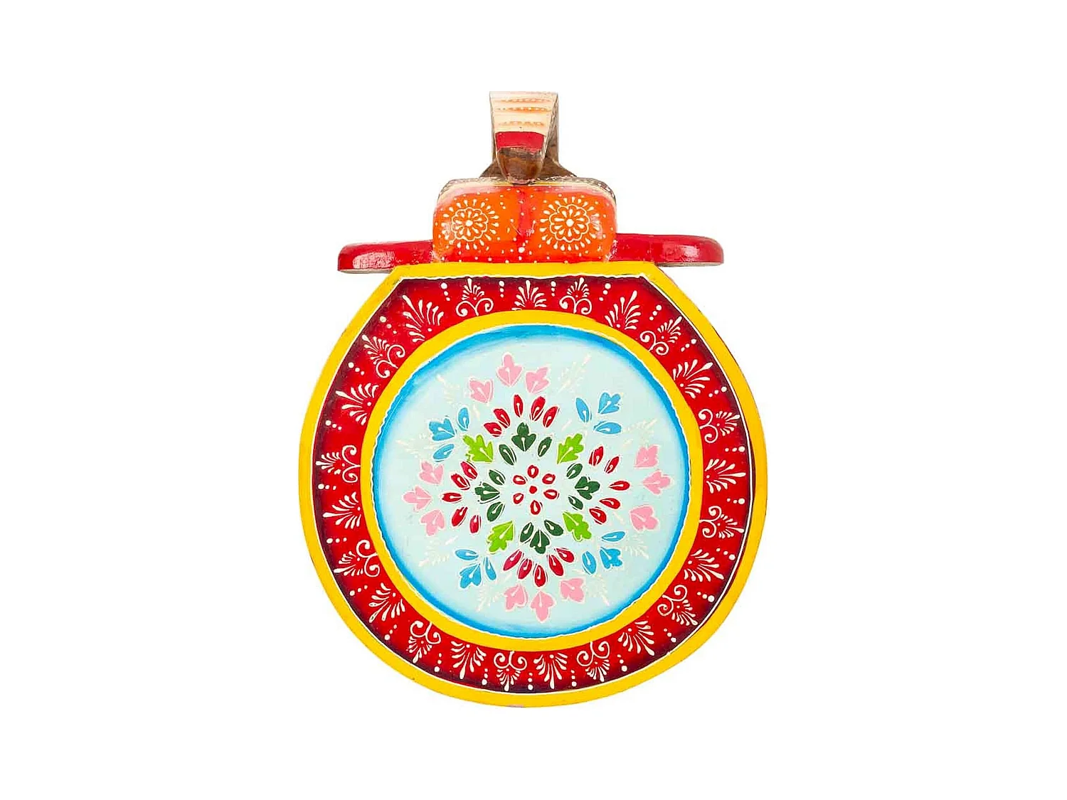 table basse éléphant bois peint décor coloré artisanal