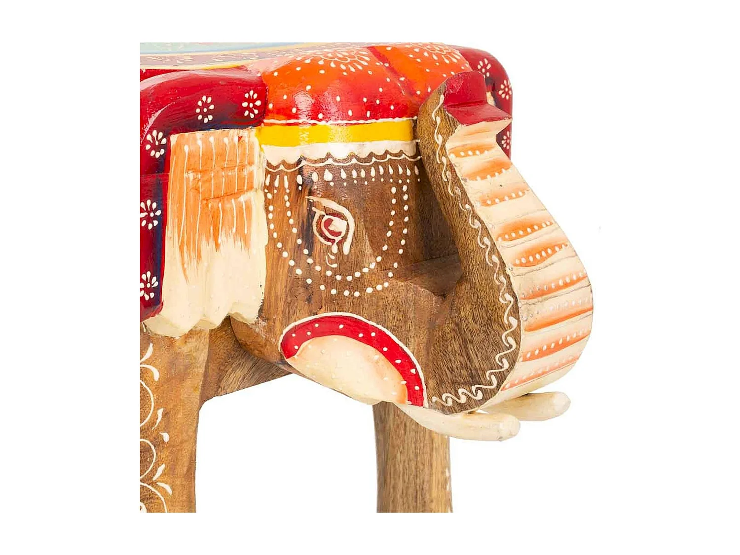 table basse éléphant bois peint décor coloré artisanal