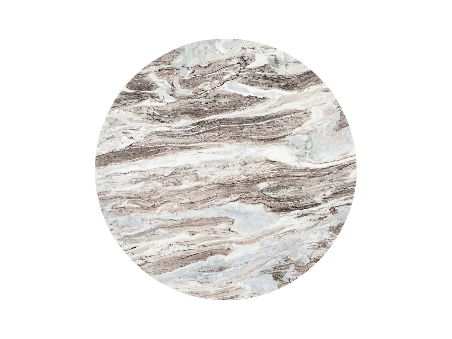 table basse ronde en marbre et bois de manguier brun élégant