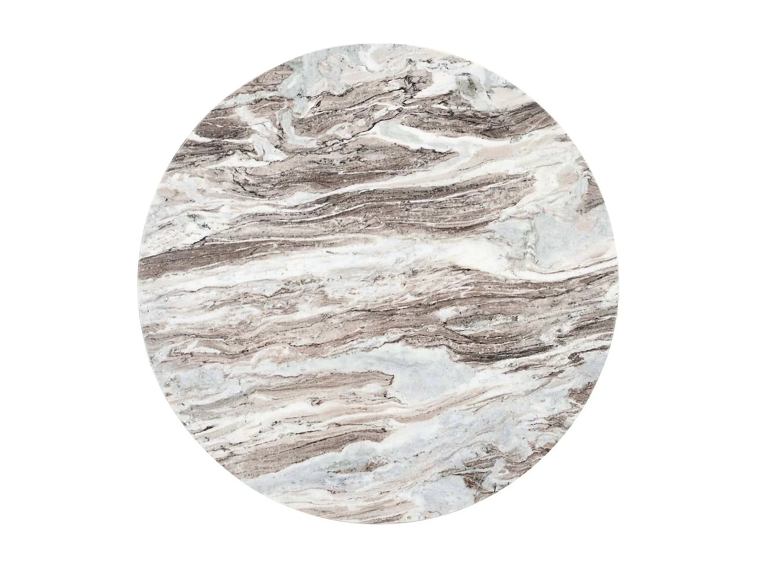 table basse ronde en marbre et bois de manguier brun élégant