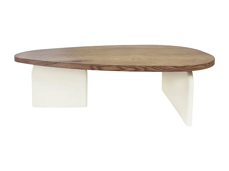 table basse design bois naturel et blanc ambiance moderne