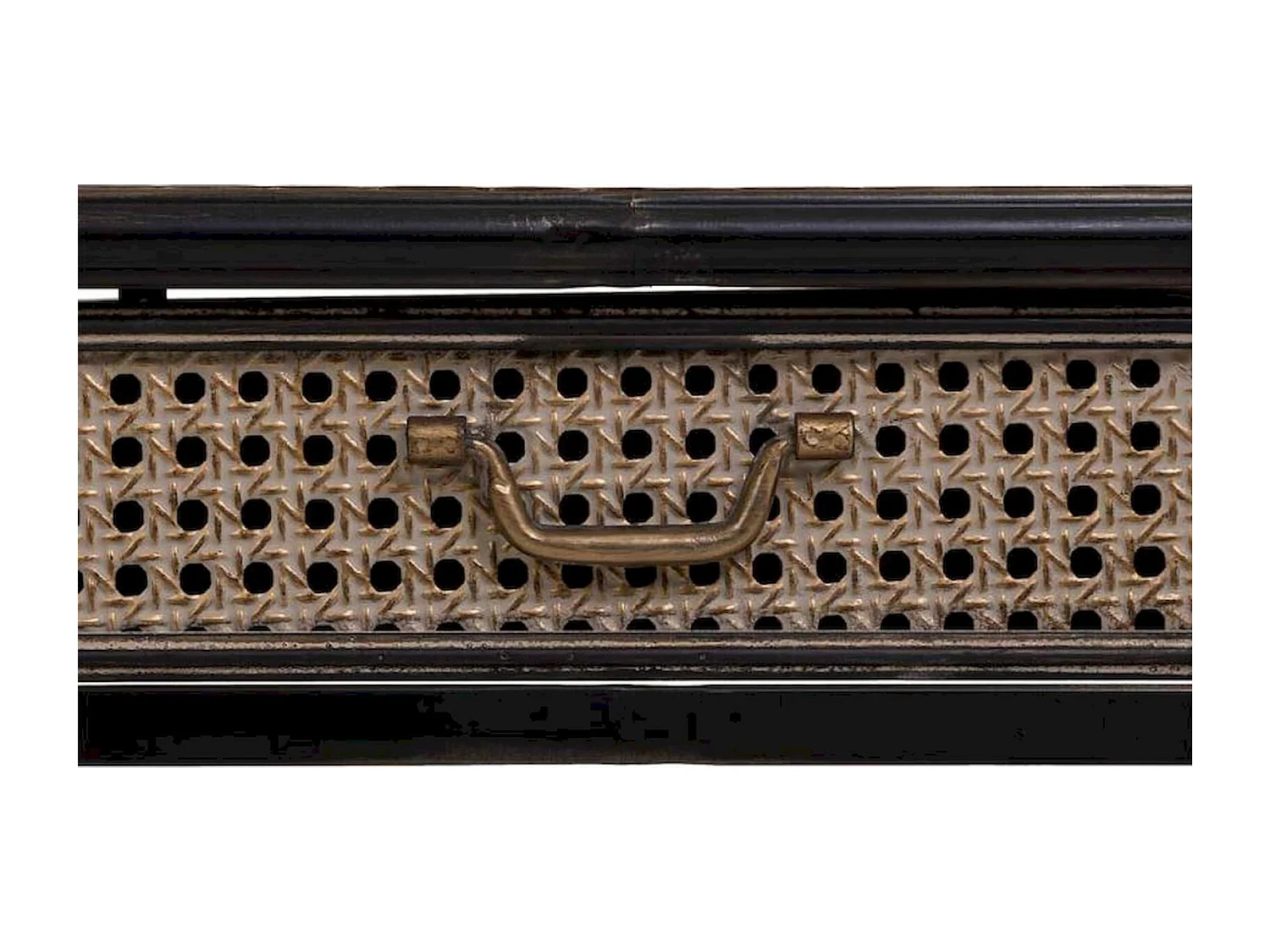 table basse métal marron style vintage avec tiroir intégré