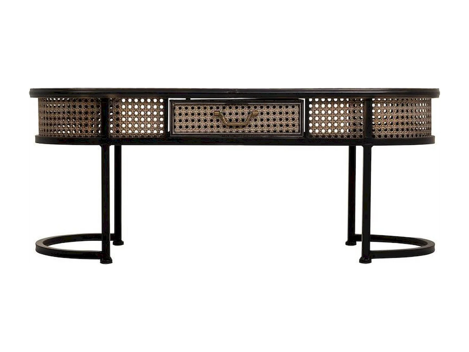 table basse métal marron style vintage avec tiroir intégré