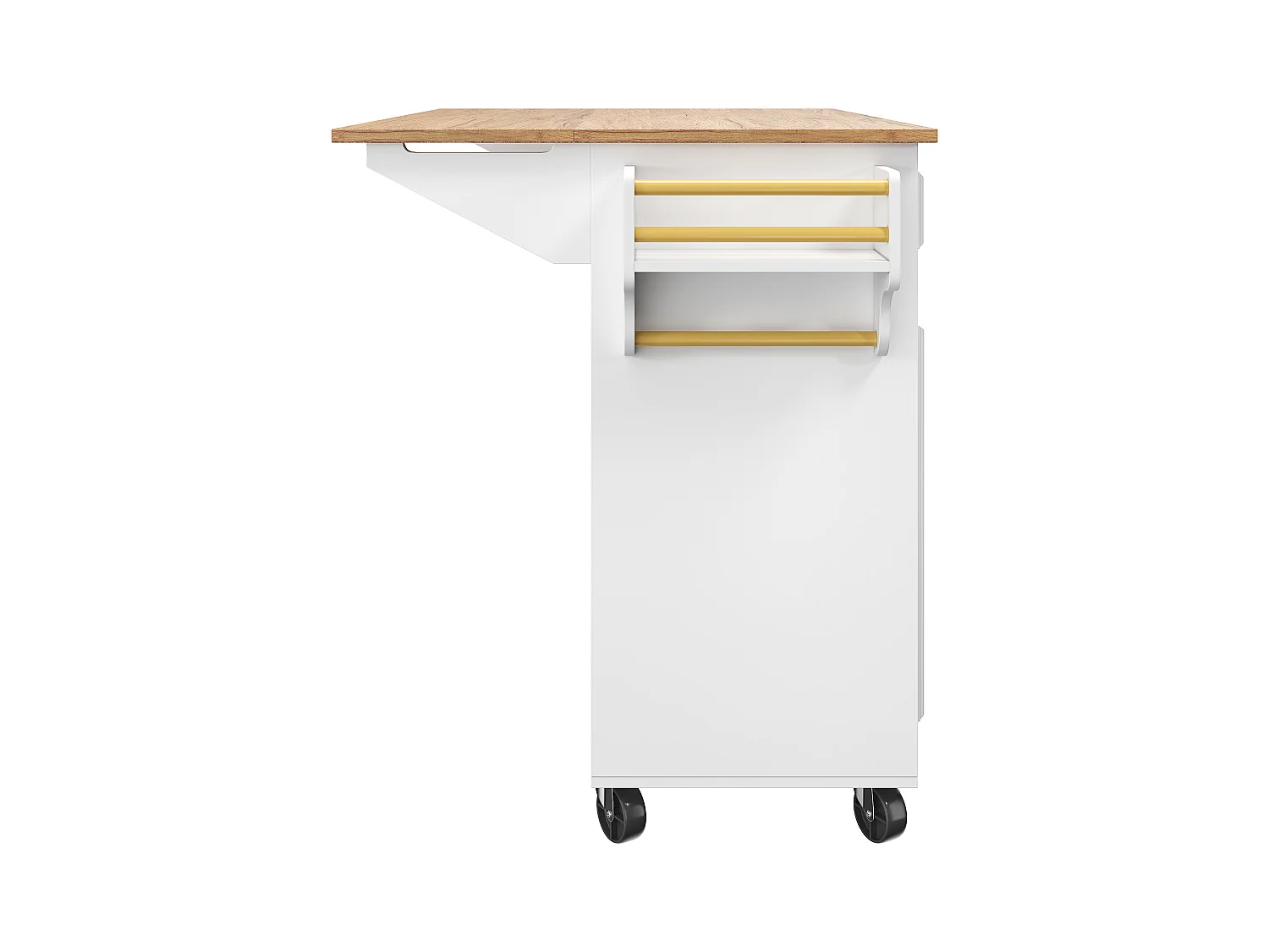 Keukeneiland - 110 x 45-75 x 92cm - uitneembare serveerwagen - met 5 lades + 2 deuren - MDF - wit