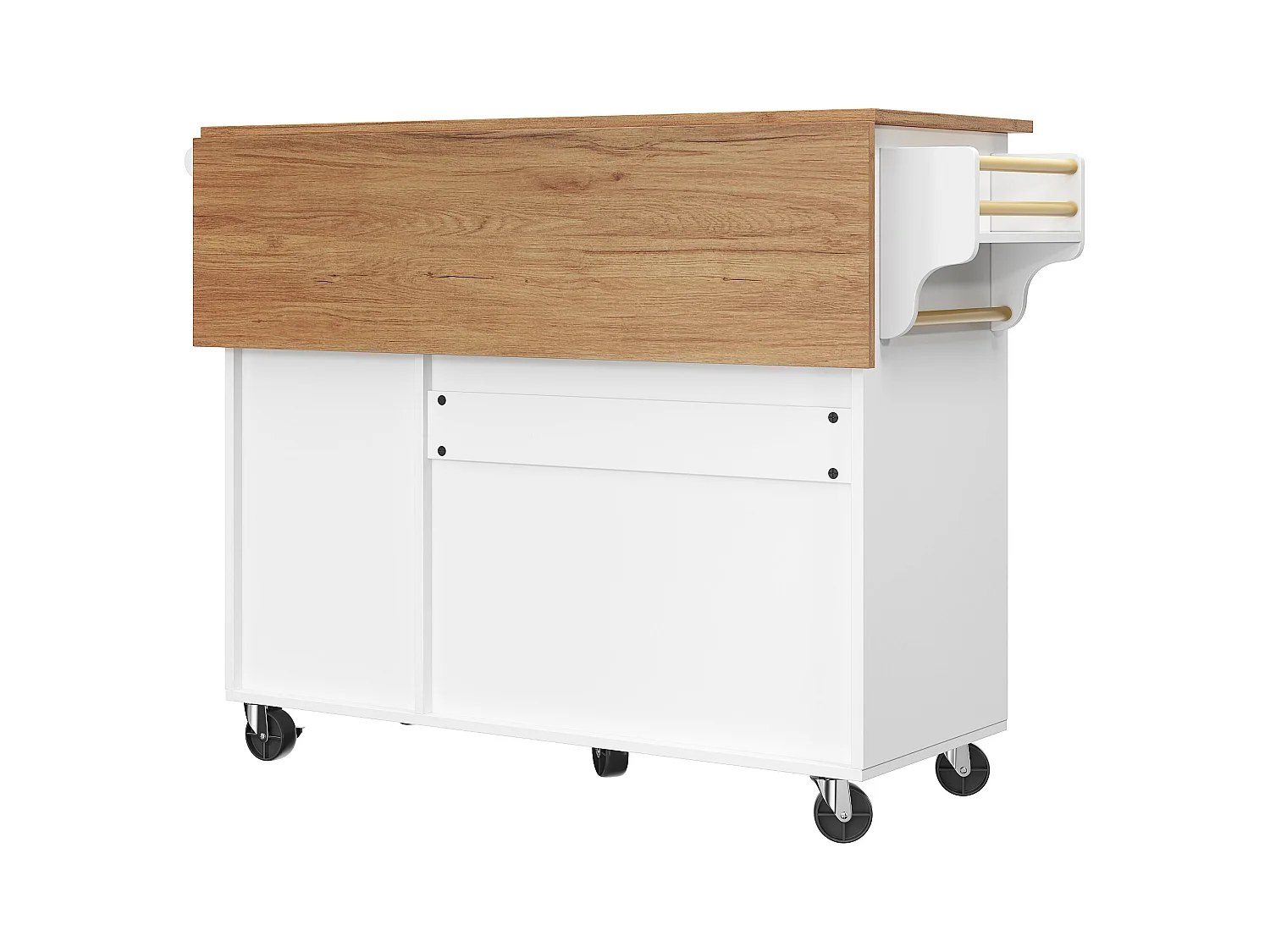 Îlot de cuisine - 110 x 45-75 x 92cm - chariot de service amovible - avec 5 tiroirs + 2 portes - MDF - blanc