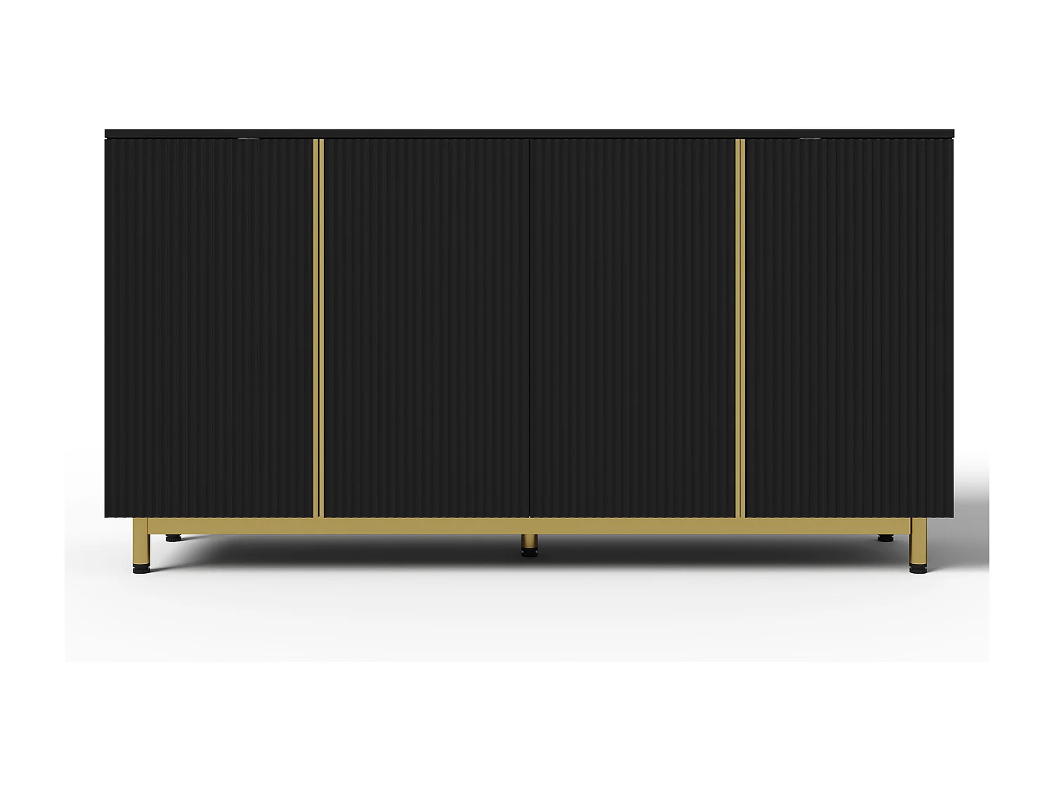 Credenza moderna 150×41,5×81 cm - con 4 ante - nero + oro
