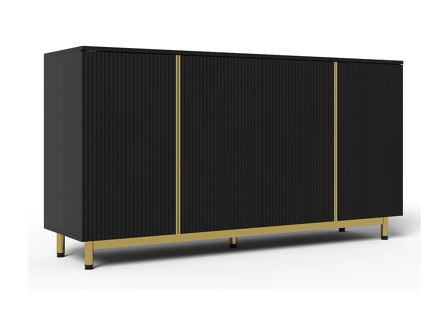 Credenza moderna 150×41,5×81 cm - con 4 ante - nero + oro