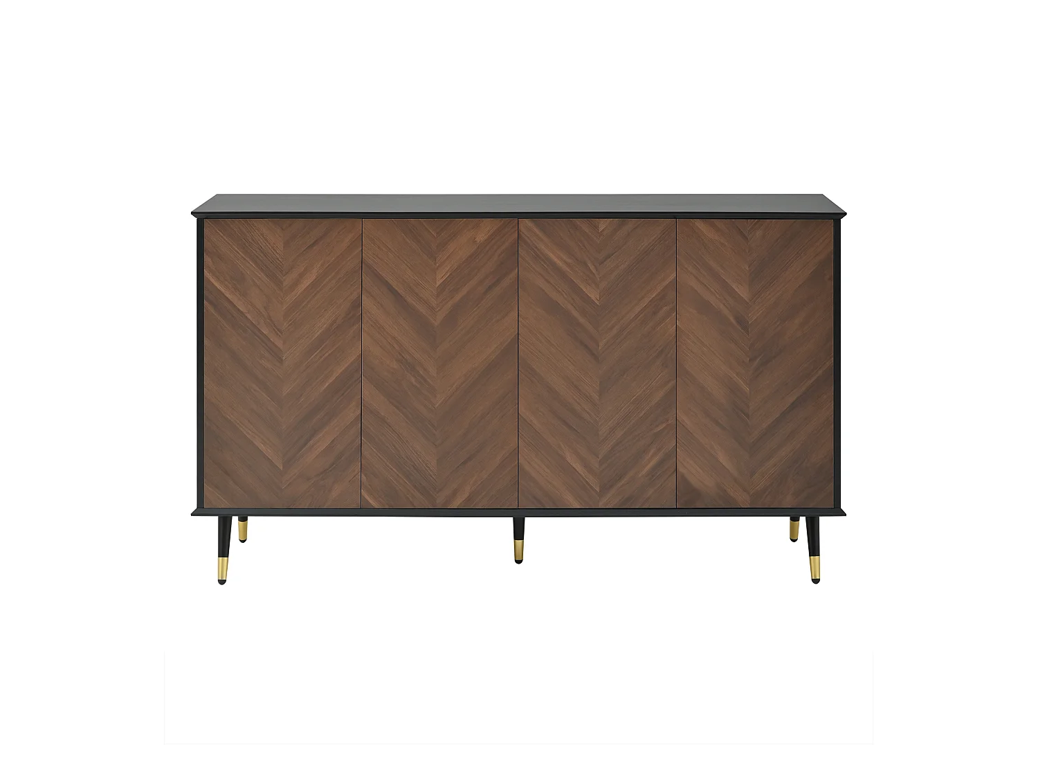 Buffet moderne 140x40x90cm - avec 4 portes - Étagères réglables - MDF - noir + marron