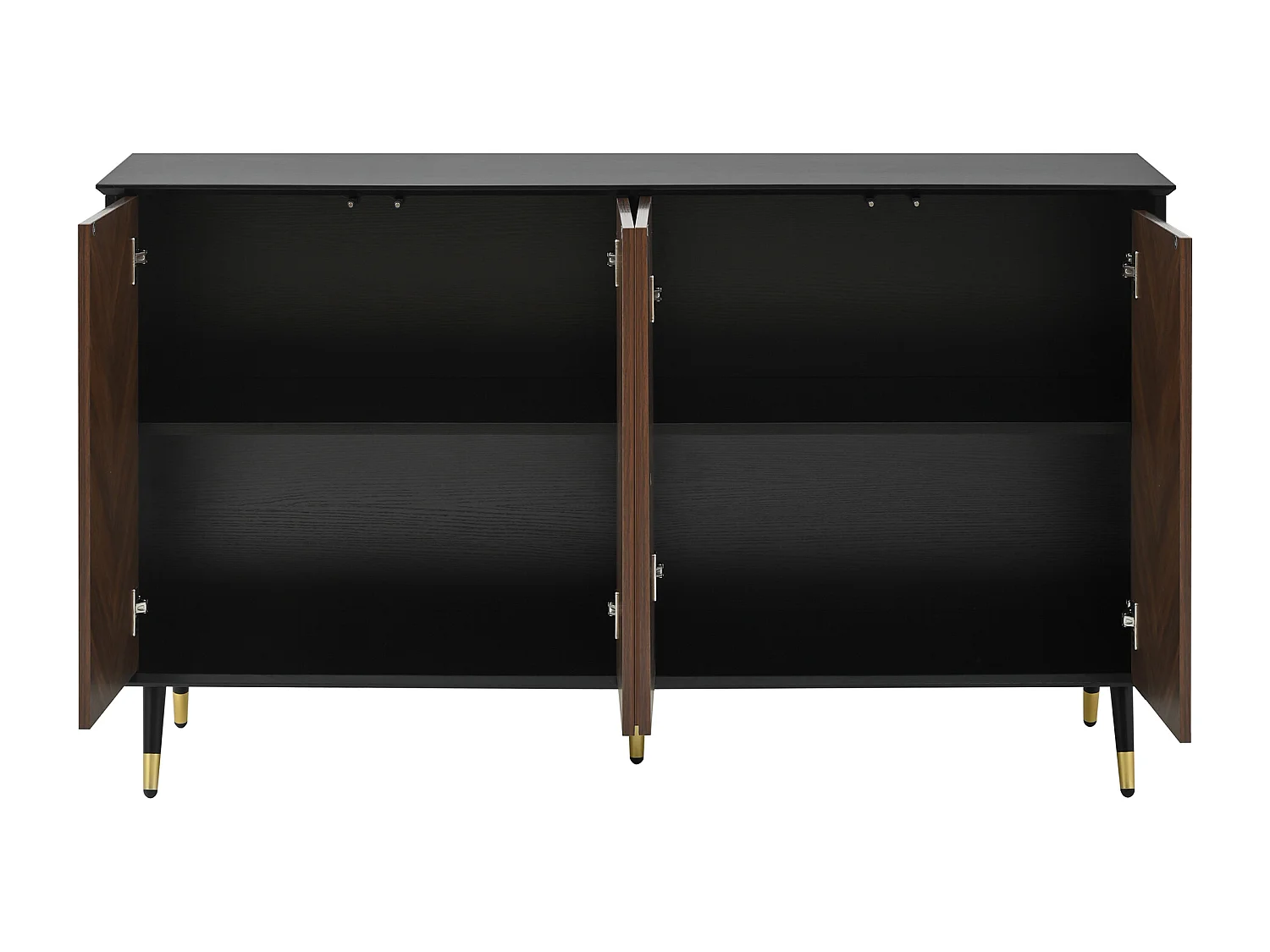 Modern buffet 140×40×90 cm - met 4 deuren - verstelbare planken - MDF - zwart + bruin