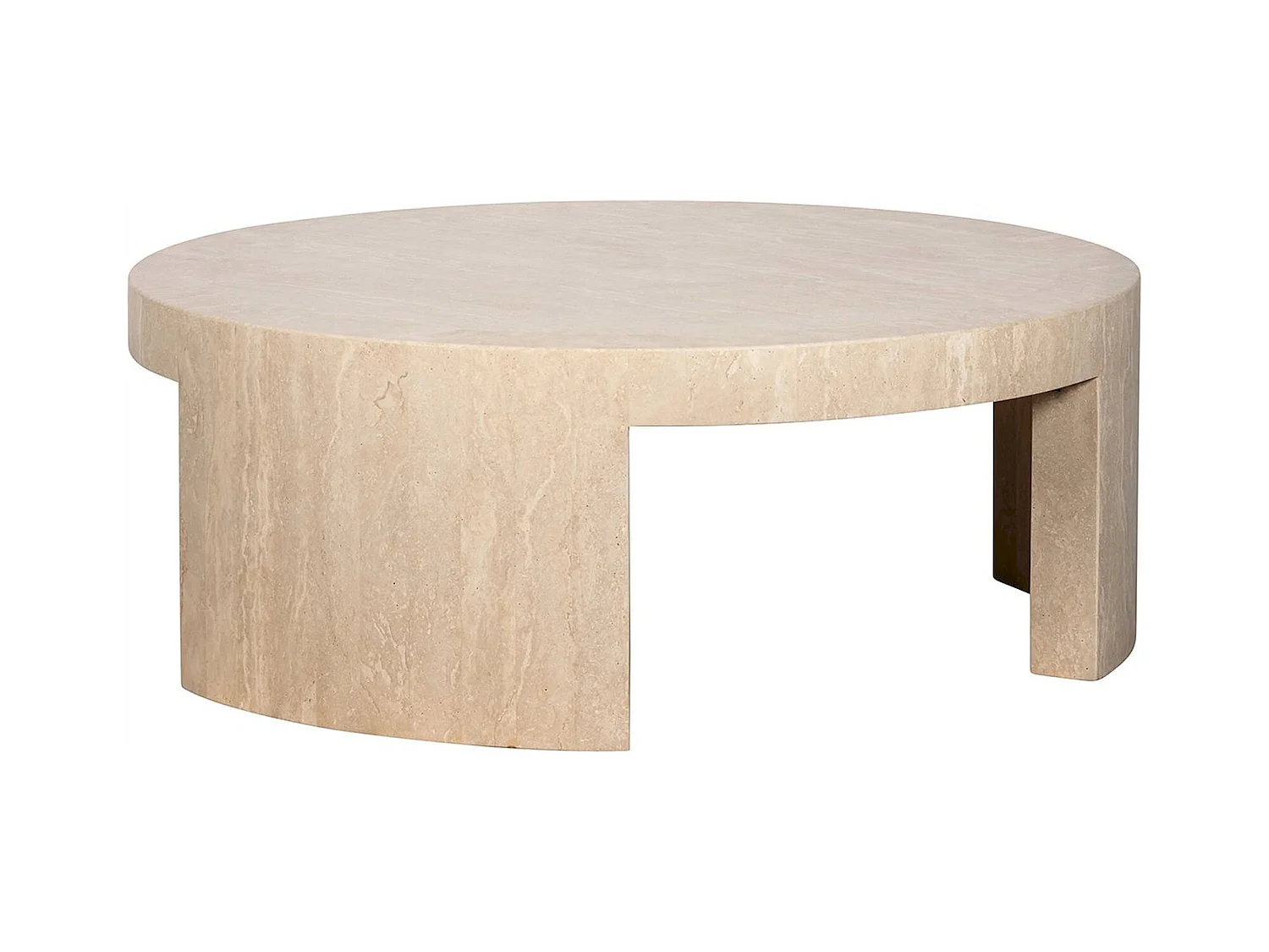 table basse ronde en travertin beige style contemporain
