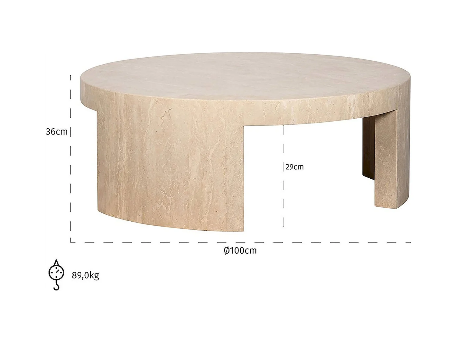 table basse ronde en travertin beige style contemporain