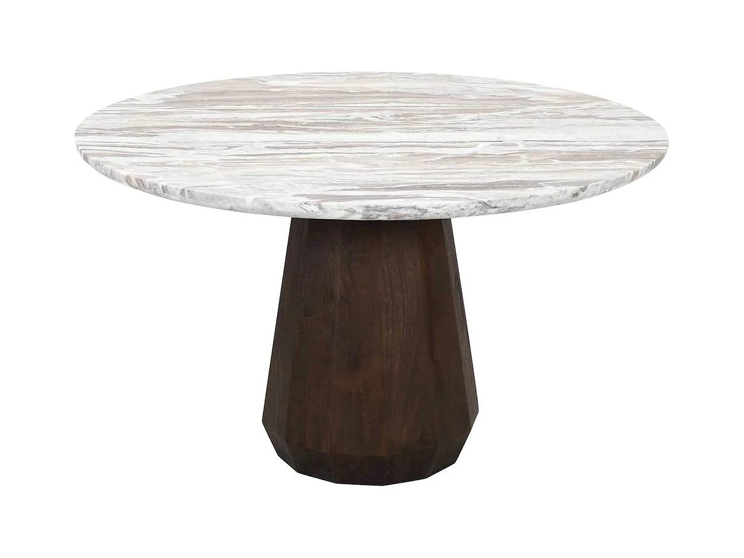 table basse ronde en travertin beige style contemporain