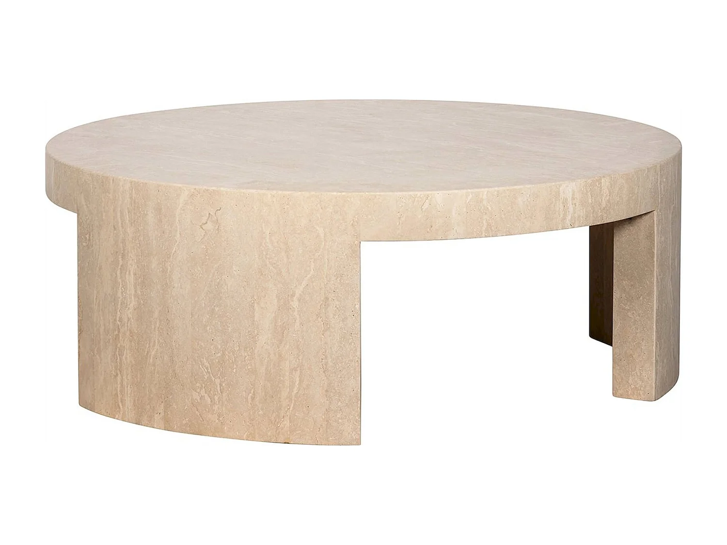 table basse ronde en travertin beige style contemporain