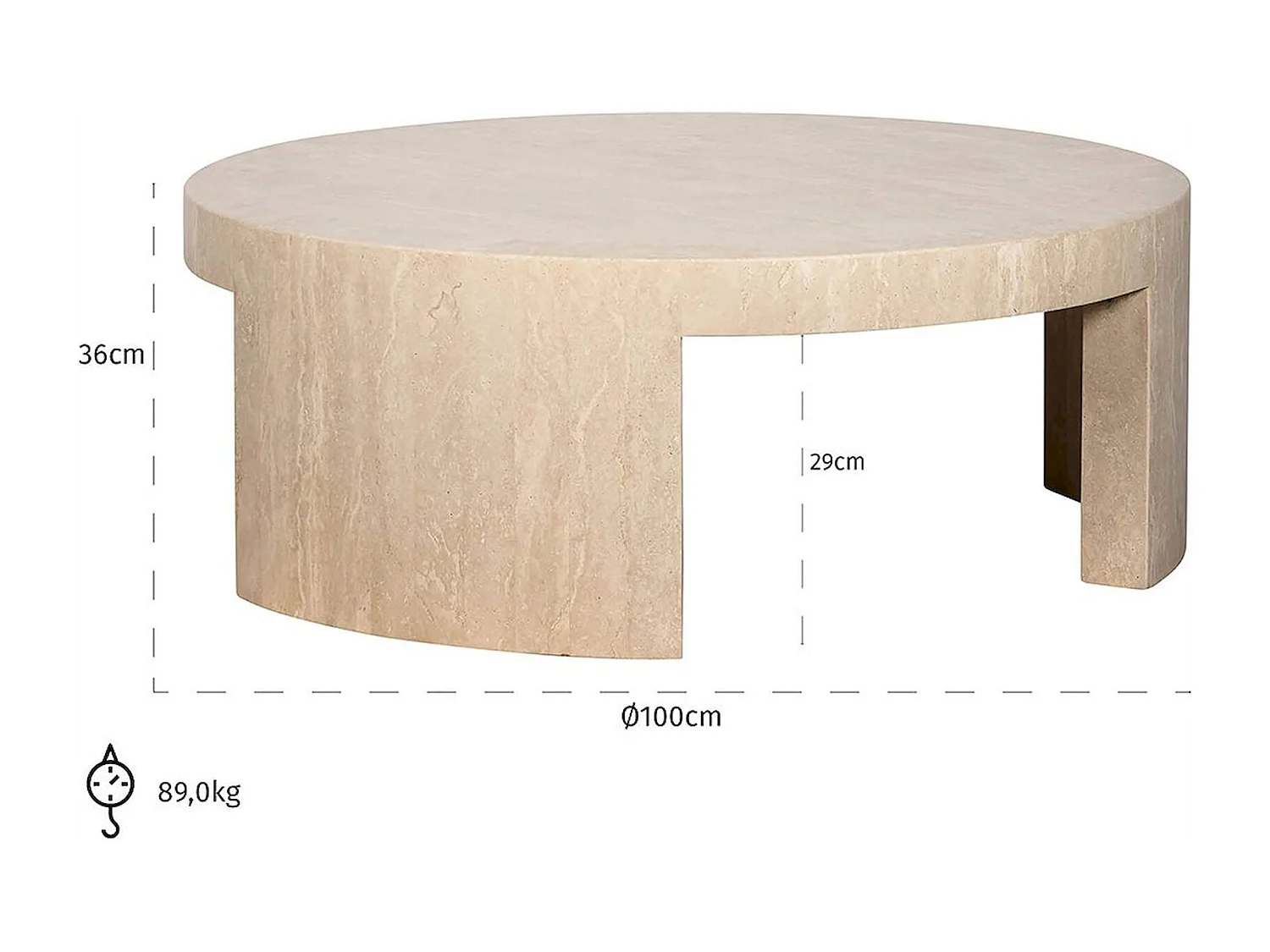 table basse ronde en travertin beige style contemporain