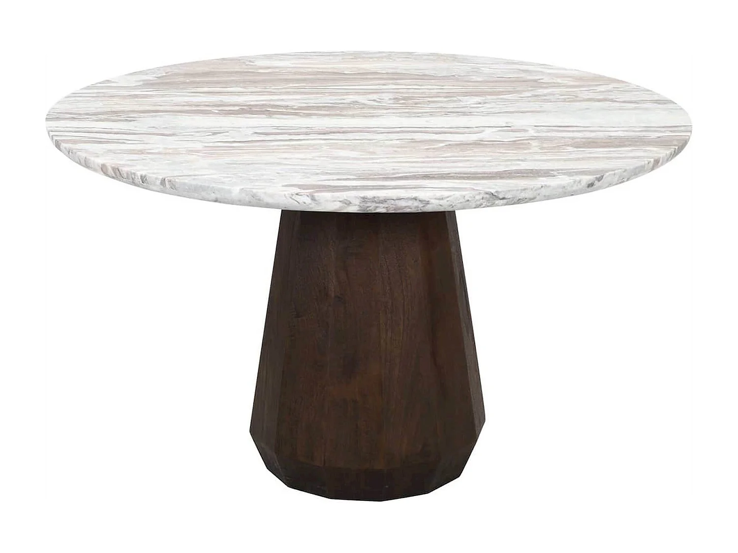 table basse ronde en travertin beige style contemporain