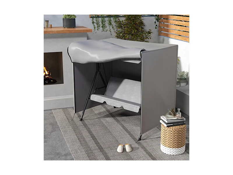 Housse de protection pour balançoire, imperméable, avec protection UV, polyester, gris (177x114x152 cm)