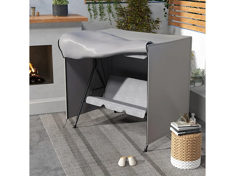 Housse de protection pour balançoire, imperméable, avec protection UV, polyester, gris (177x114x152 cm)