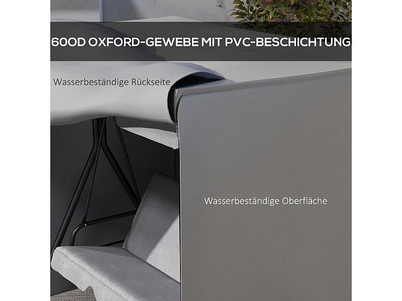 Housse de protection pour balançoire, imperméable, avec protection UV, polyester, gris (177x114x152 cm)