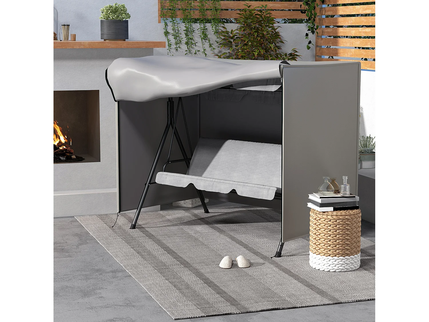 Housse de protection pour balançoire de jardin, Oxford, Gris (205x124x164 cm)