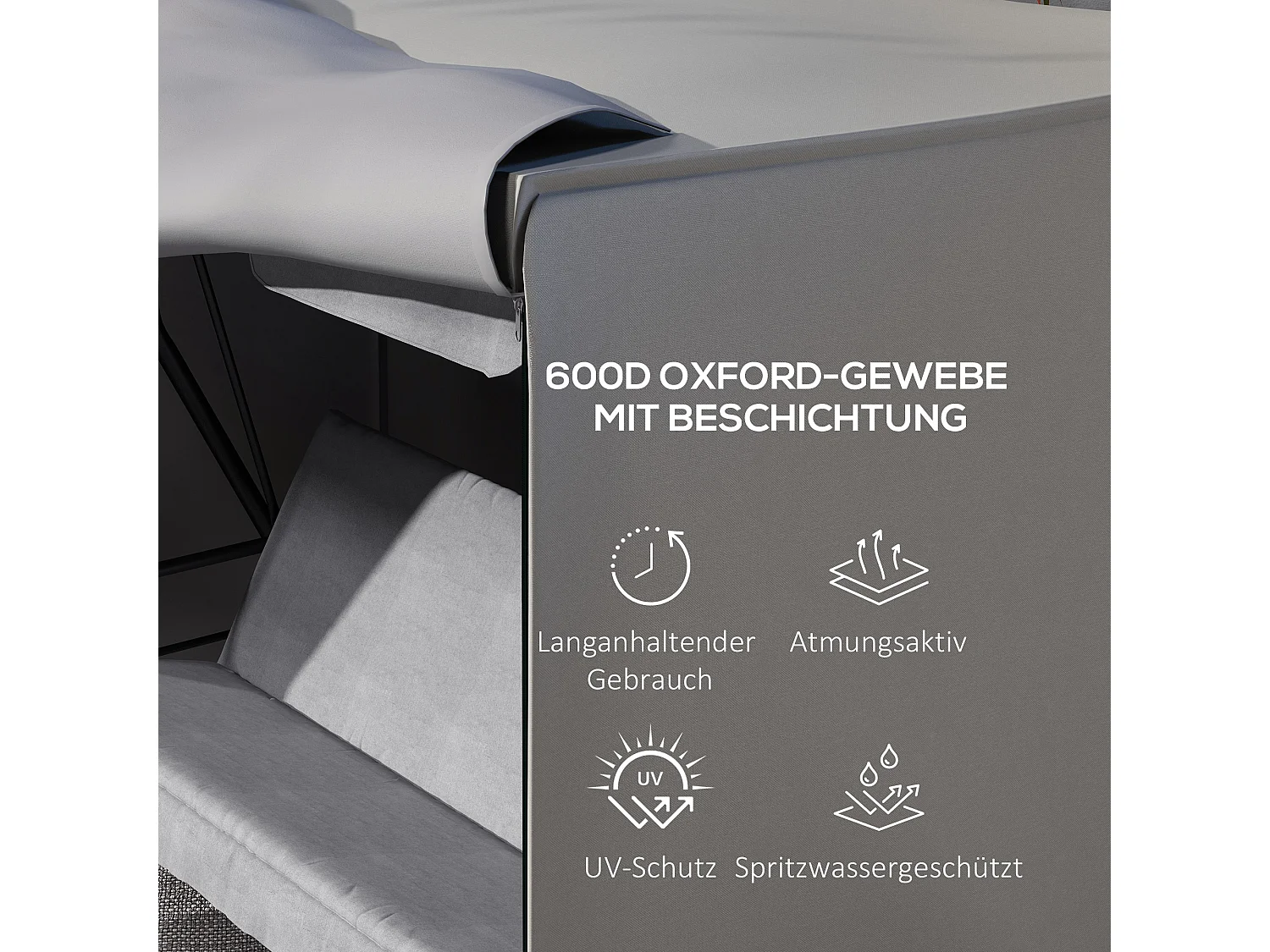 Housse de protection pour balançoire de jardin, Oxford, Gris (205x124x164 cm)